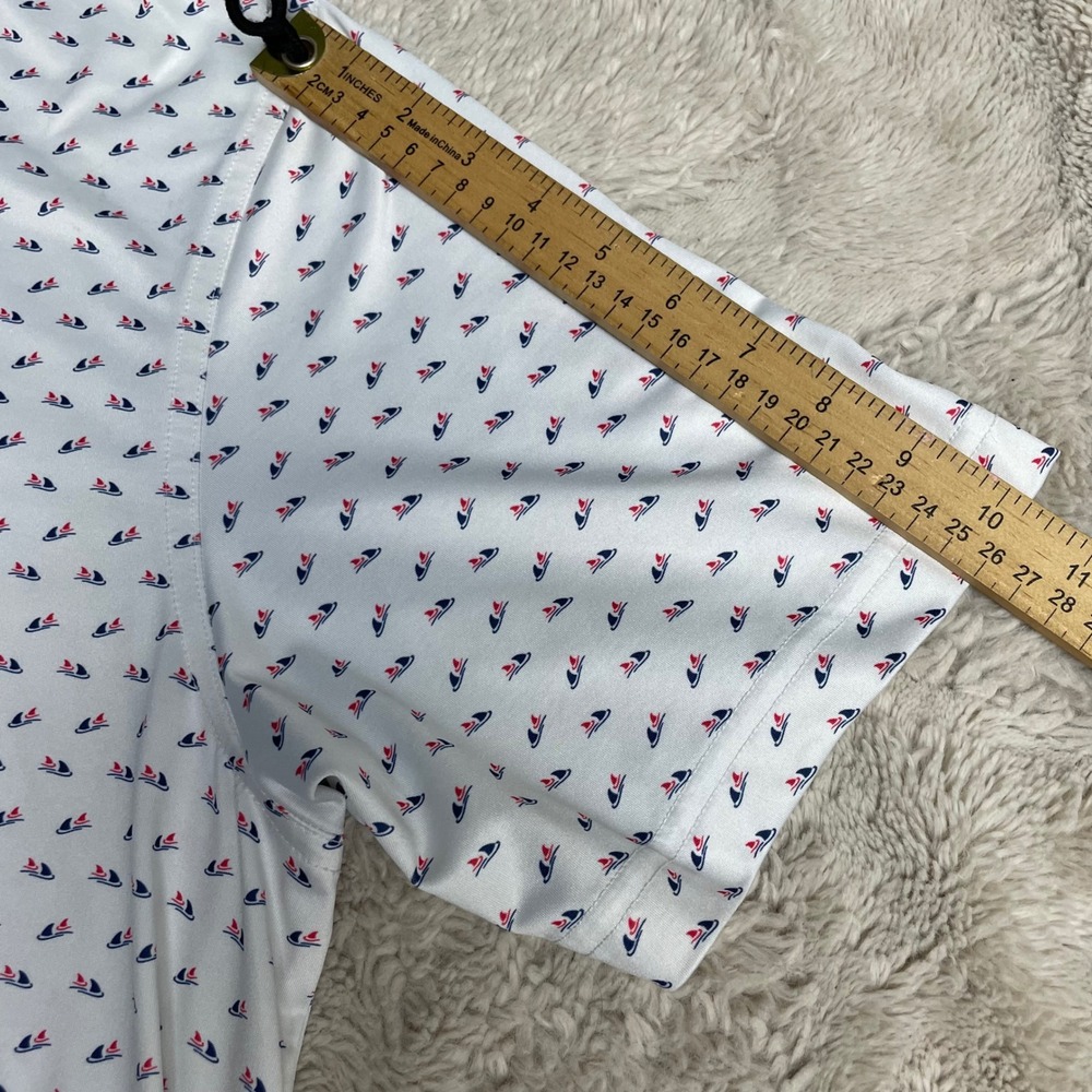 Vineyard Vines Performance Polo Shirt Mens Large White Sailboat Print Golf L - Picture 8 of 10